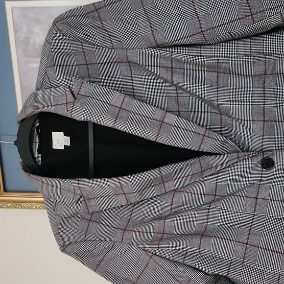 Double Button Blazer Size Medium Career Contemporary Preppy Plaid Glam Formal - Picture 2 of 9